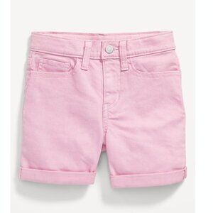 Old Navy High-Waisted Double-Rolled-Cuff Midi Shorts for Girls in Pink